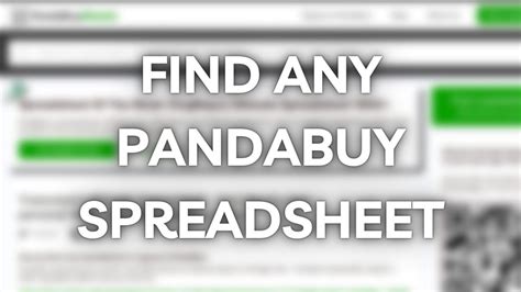 pandabuy spreadsheet with qc